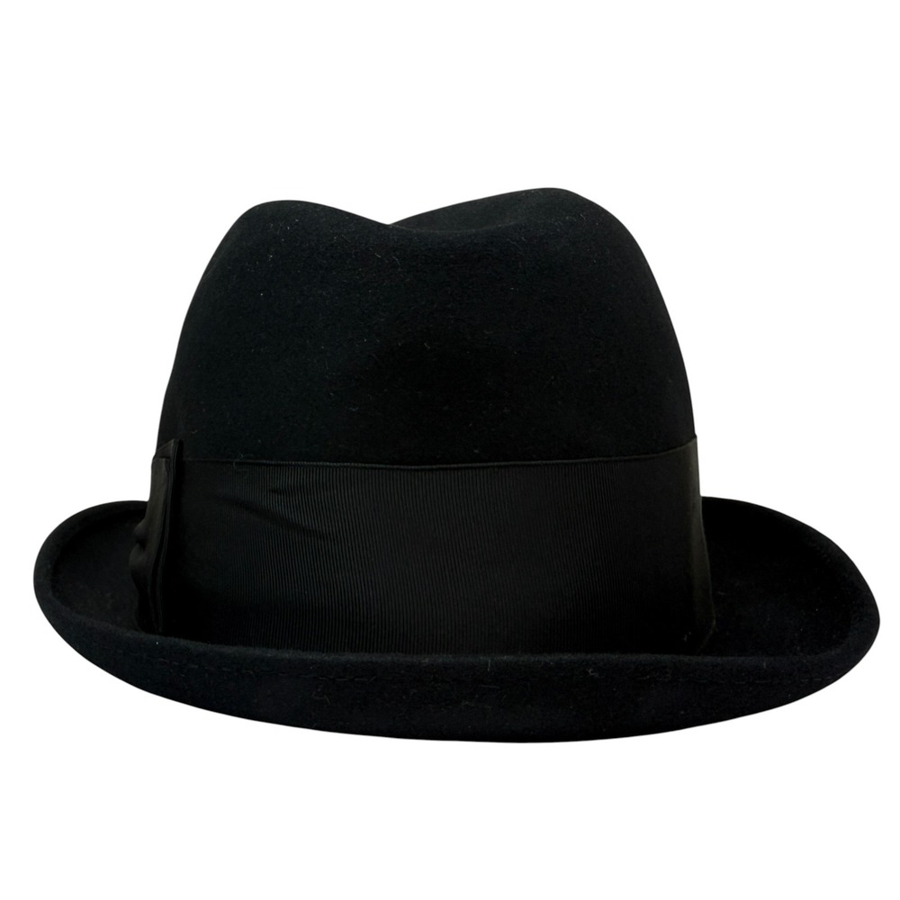 Vintage Dobbs Fifth Avenue Black Wool Felt Fedora Hat Men's Size 7 1/4
